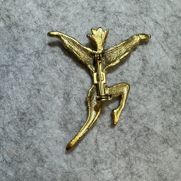 Vintage Gold-Toned Art Deco Style Dancer Brooch Pin Ballet MCM - Picture 4 of 6